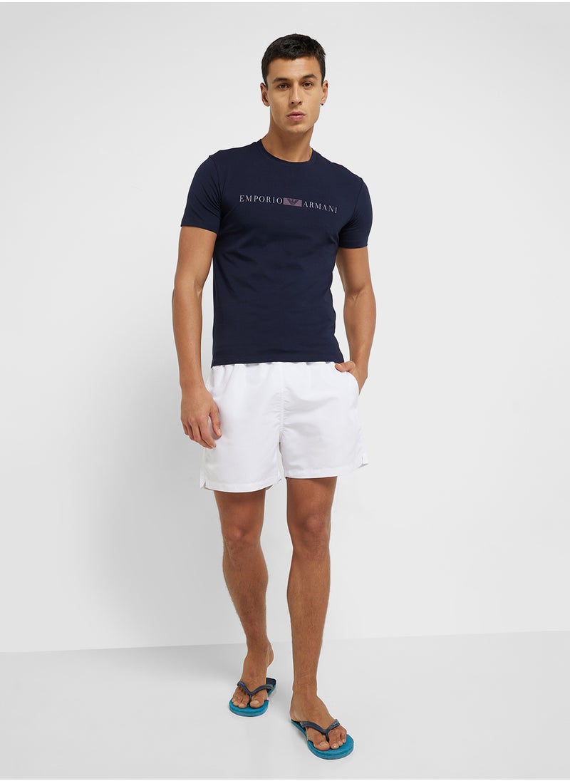 EMPORIO ARMANI Beachwear Logo Crew Neck T-Shirt  - Image 4