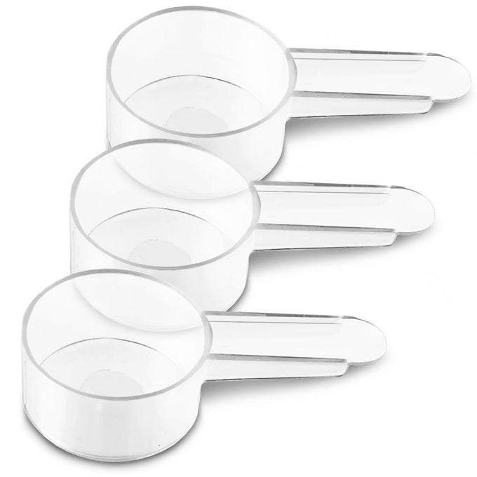 3 PACK TABLESPOON MEASURING SPOON SET WITH SHORT HANDLE COFFEE SCOOP 1 TABLESPOON 15 ML CLEAR PLASTIC SCOOPS FOR COFFEE LOOSE TEA PROTEIN SPICES POWDERS AND OTHER DRY GOODS