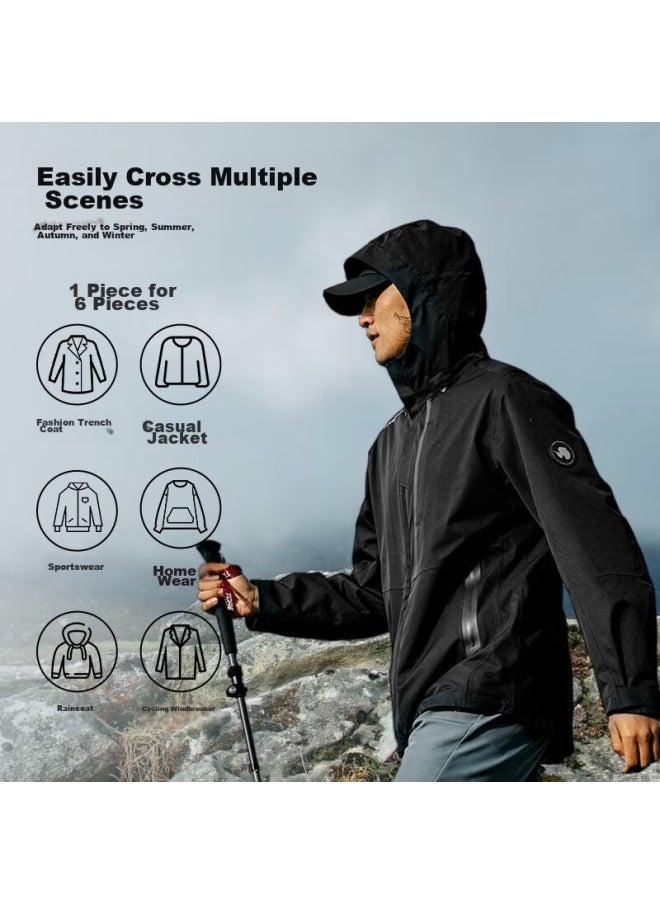 Toread Three-in Jacket, Outdoor Windproof And Rainproof Mountaineering And Skiing Coat For Men And Women, Mountain Shadow Gray, Size M