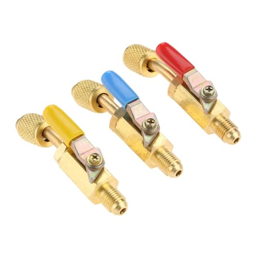 Aupoko Air Conditioning Refrigerant Angled Compact Ball Valve 1/4’’ SAE, R410A R134A R12 R22 AC HVAC and R12 R22 to R134A Shut Valve, Fits for HVAC R12 R22 R502 Charging Hoses AC Refrigerant Tools - 3 - Image 1