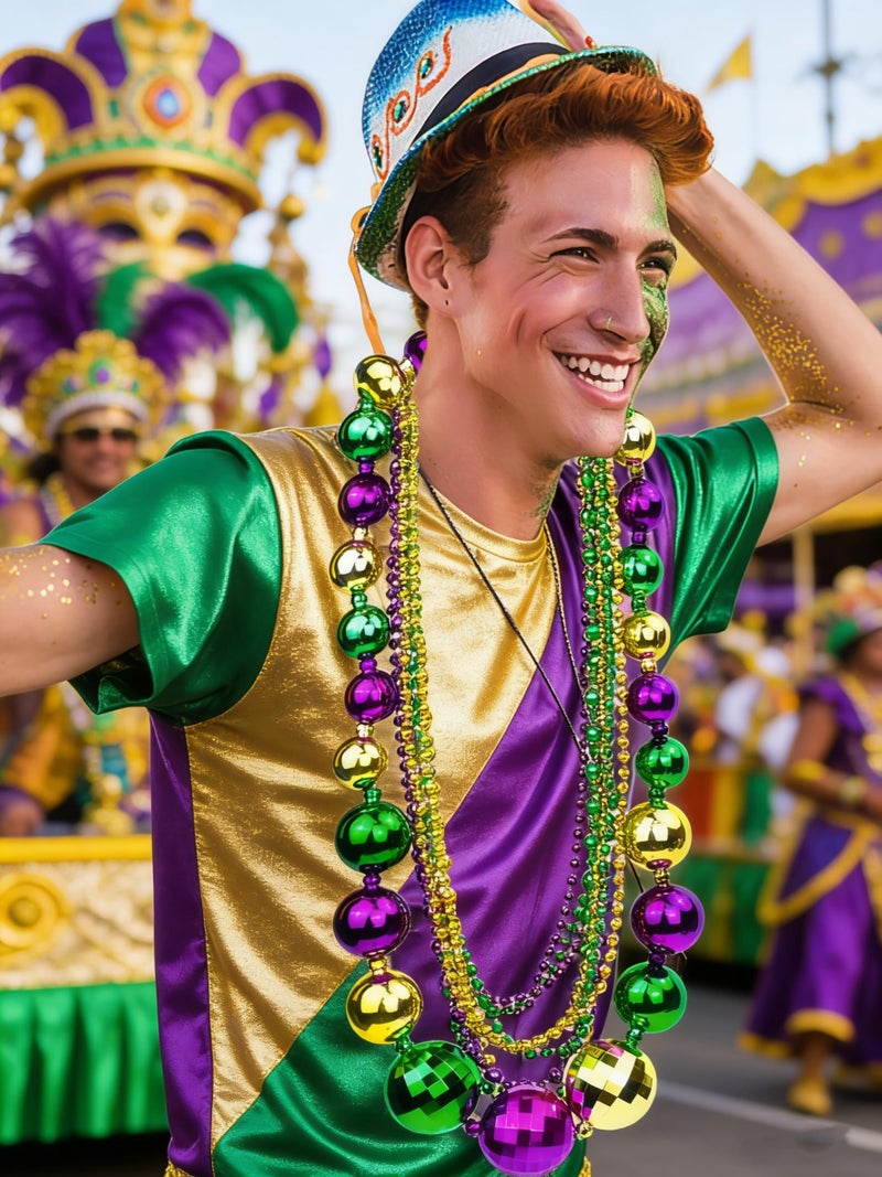 Bnikion 10 Pack Jumbo Mardi Gras Bead Necklaces Large Gold Purple Green for Mardi Gras Parades Throw Beads - Image 4