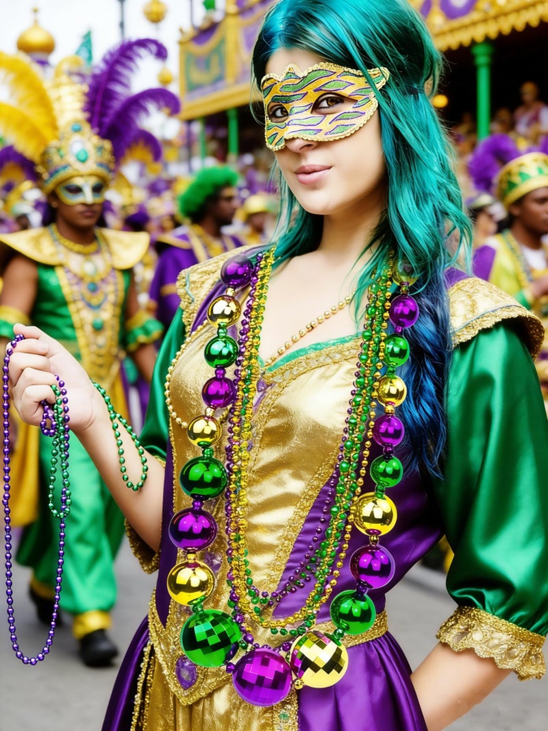 Bnikion 10 Pack Jumbo Mardi Gras Bead Necklaces Large Gold Purple Green for Mardi Gras Parades Throw Beads - Image 3