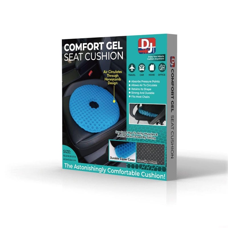 DJ Support Medical-Grade Breathable Comfort Gel Seat Cushion with Non-Slip Cover, Double-Sided Honeycomb Design, Durable, Portable for Chair and Car – Back Pain Relief, Spine (Round) - Image 2