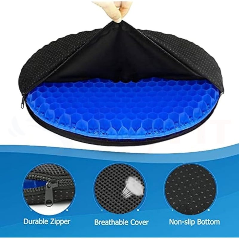DJ Support Medical-Grade Breathable Comfort Gel Seat Cushion with Non-Slip Cover, Double-Sided Honeycomb Design, Durable, Portable for Chair and Car – Back Pain Relief, Spine (Round) - Image 4
