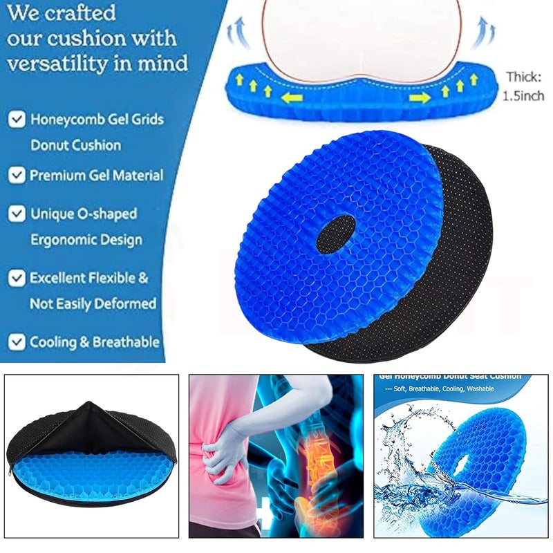 DJ Support Medical-Grade Breathable Comfort Gel Seat Cushion with Non-Slip Cover, Double-Sided Honeycomb Design, Durable, Portable for Chair and Car – Back Pain Relief, Spine (Round) - Image 5