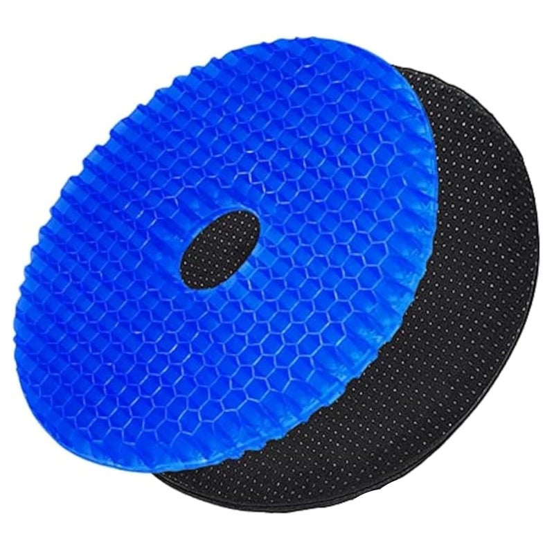 DJ Support Medical-Grade Breathable Comfort Gel Seat Cushion with Non-Slip Cover, Double-Sided Honeycomb Design, Durable, Portable for Chair and Car – Back Pain Relief, Spine (Round) - Image 1