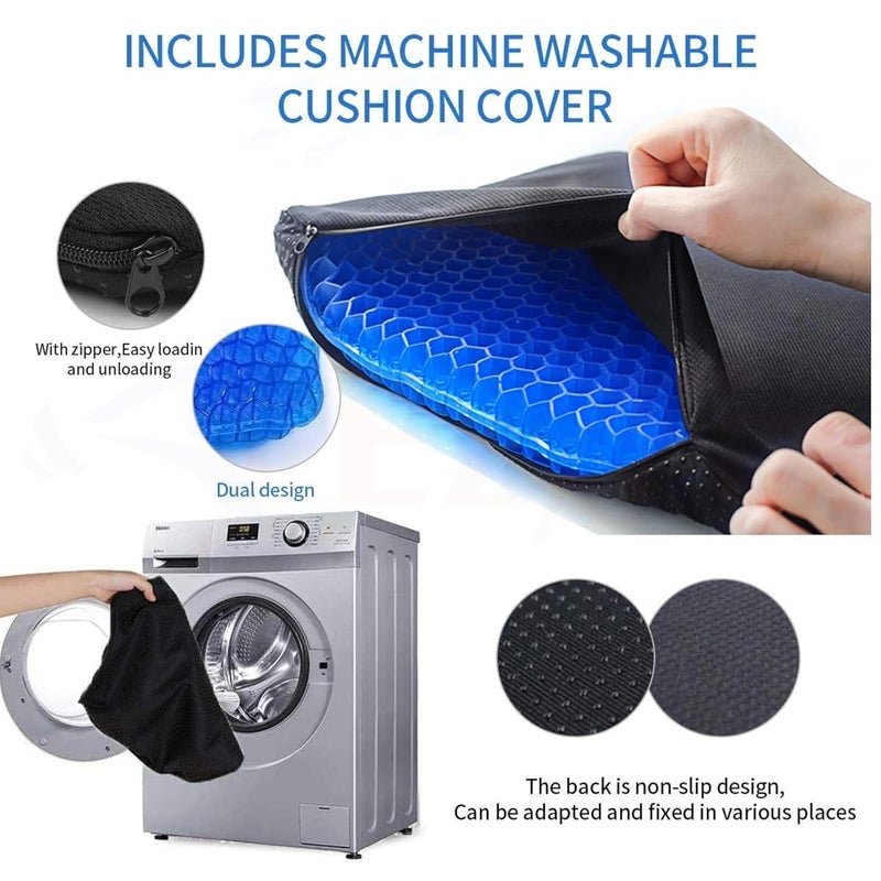 DJ Support Medical-Grade Breathable Comfort Gel Seat Cushion with Non-Slip Cover, Double-Sided Honeycomb Design, Durable, Portable for Chair and Car – Back Pain Relief, Spine (Round) - Image 3