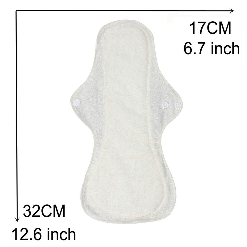 MissC2C 6pcs/Set Resuable Washable Incontinence Pads, Waterproof Organic Bamboo Menstrual Pads Sets, Including 5pcs Heavy Flow Resuable Menstrual Pads Cloth Mama Sanitary Napkins + 1pc Mini Wet Bag - Image 2