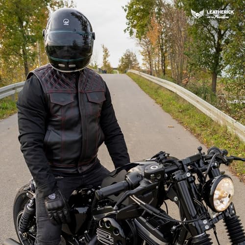 Leatherick Mens Black Motorcycle Vests - Top Grain Cow Leather SOA Club & Traditional Paisley Satin Liner Leather Biker Vests - Image 3