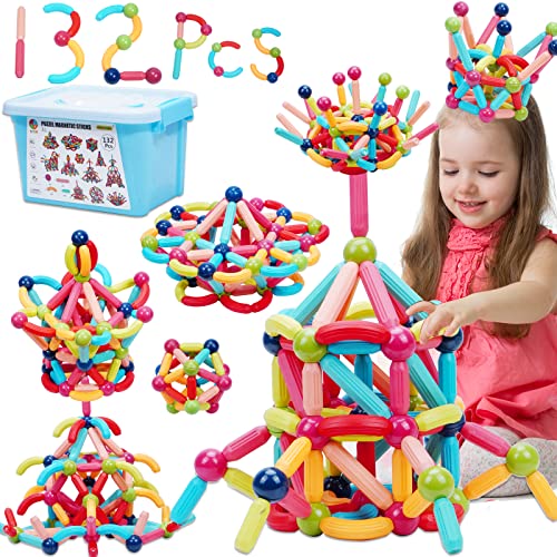 COUOMOXA Magnetic Toy Montessori for Kids 3 4 5 6 7 8 9 10 11 12 Years Old Kids Building Sticks Magnetic Creative Toy Age 312 Playroom Family Christmas Birthday Gift for Boys Girls - Image 1