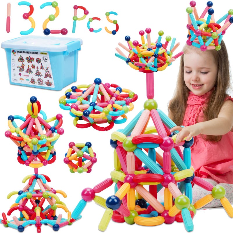 COUOMOXA Magnetic Toy Montessori for Kids 3 4 5 6 7 8 9 10 11 12 Years Old Kids Building Sticks Magnetic Creative Toy Age 312 Playroom Family Christmas Birthday Gift for Boys Girls - Image 3