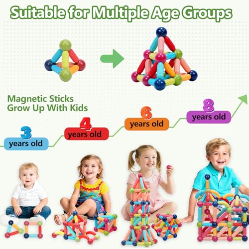 COUOMOXA Magnetic Toy Montessori for Kids 3 4 5 6 7 8 9 10 11 12 Years Old Kids Building Sticks Magnetic Creative Toy Age 312 Playroom Family Christmas Birthday Gift for Boys Girls - Image 5