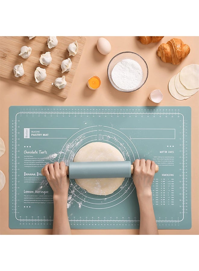 DUNISO 3 Pcs Silicone Baking Set，Reusable Nonstick Bakeware Mats with Rolling Pin and Dough Cutters，Waterproof Pastry Mat with Measurements Liner，for Making Cookies - Image 2