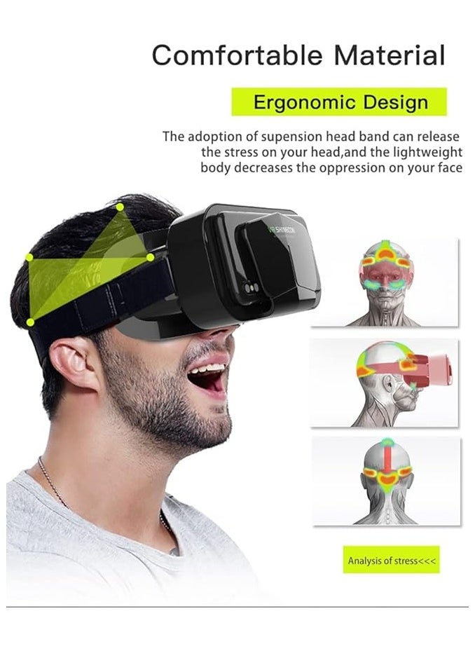 VR SHINECON VR SHINECON Virtual Reality VR Headset 3D Glasses VR Goggles for TV, Movies & Video Games, Compatibale iOS & Android Smartphone Within 4.7-7 inch Screen, Black  - Image 4