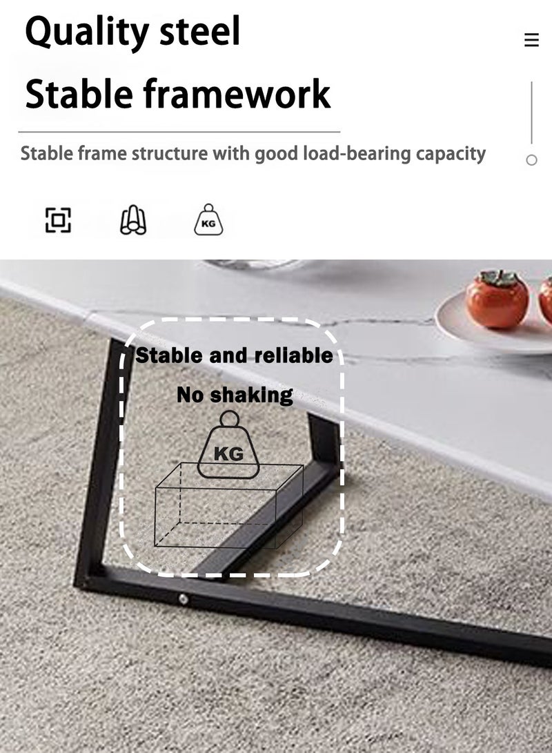 EqiEch Rectangular Coffee Table with Steel Frame Legs and Stylish Large Desktop, Stable Load-bearing Light Luxury Creative Tea Table, Suitable for Living Room, Office and Reception Room 120 x 60 x 45 cm - Image 3