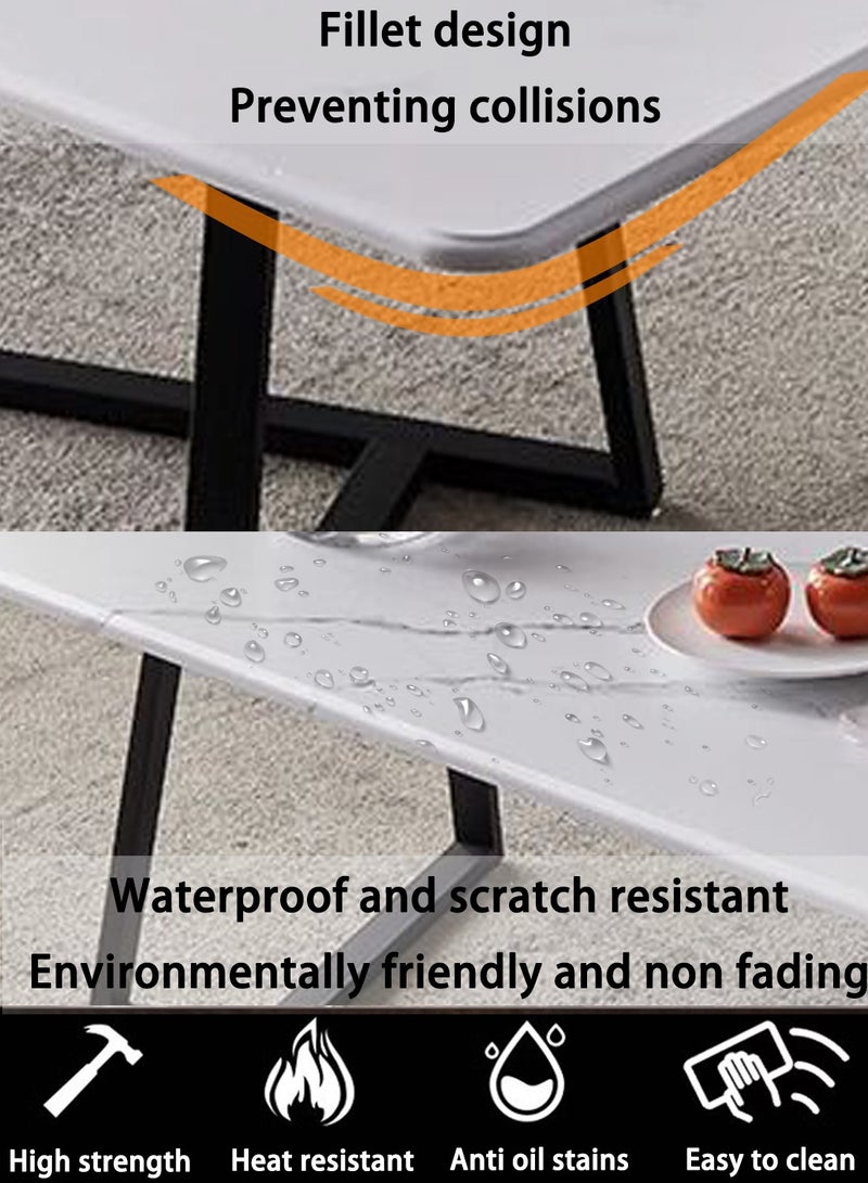 EqiEch Rectangular Coffee Table with Steel Frame Legs and Stylish Large Desktop, Stable Load-bearing Light Luxury Creative Tea Table, Suitable for Living Room, Office and Reception Room 120 x 60 x 45 cm - Image 4