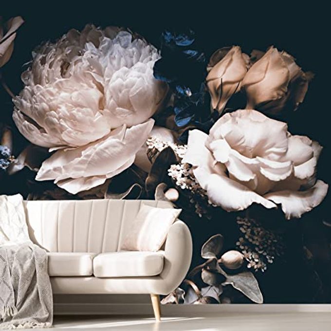 DARK FLORAL WALLPAPER PEONY WALL MURAL ROOM WALL DECORNOT PEEL N STICK