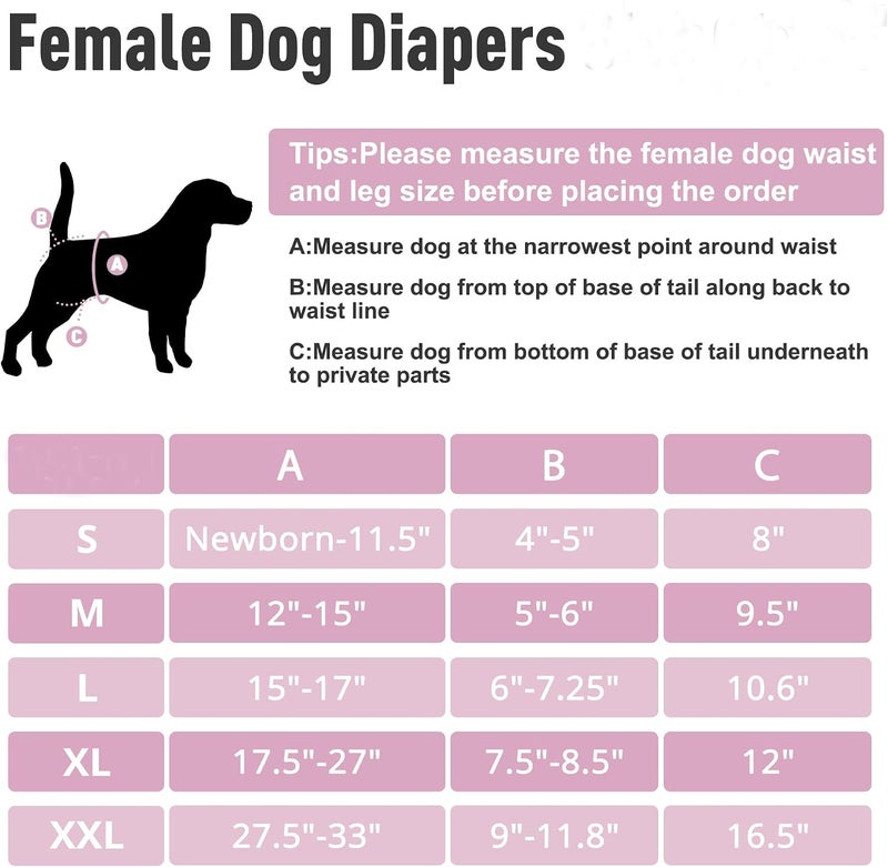 ZINGTERRA 5 Pack Washable Female Dog Diapers,Reusable Diaper for Doggie,Highly Absorbent Dog Diaper,Adjustable Leakproof Puppy Diapers Skirt for Heat,Incontinence,Period Doggy Nappies - Image 2