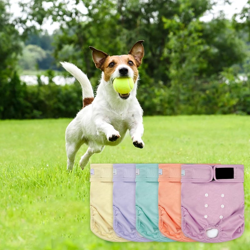 ZINGTERRA 5 Pack Washable Female Dog Diapers,Reusable Diaper for Doggie,Highly Absorbent Dog Diaper,Adjustable Leakproof Puppy Diapers Skirt for Heat,Incontinence,Period Doggy Nappies - Image 4
