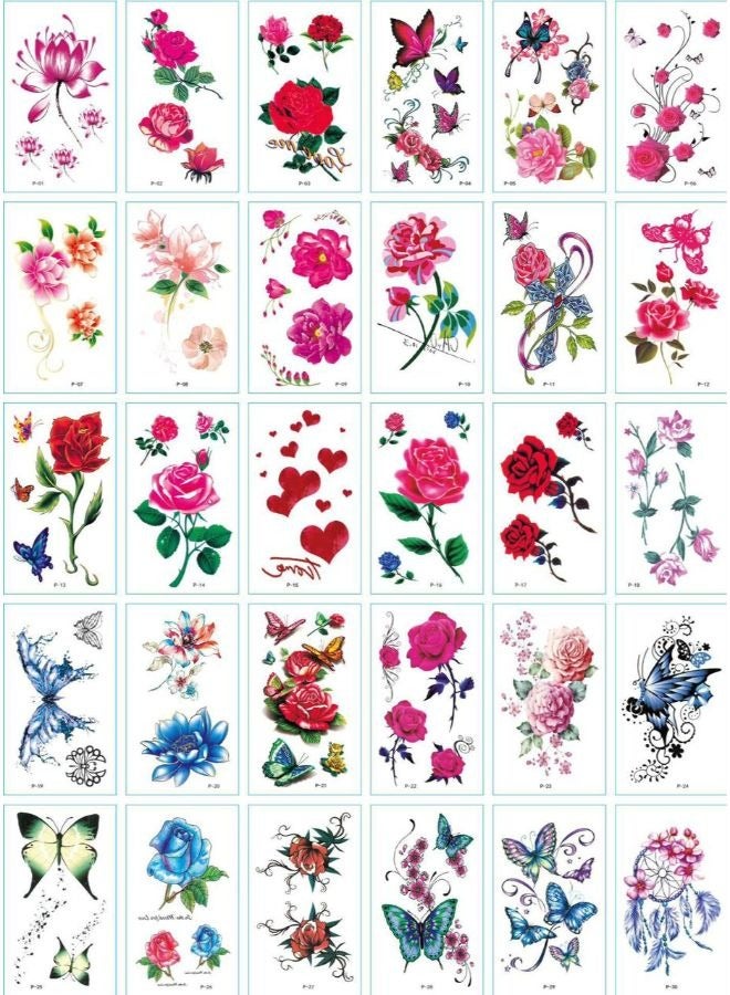 30 Sheets  DIY Temporary Tattoo Fashion Designs for Body - Image 1