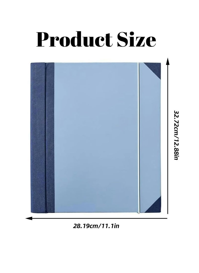 Folio Document Organizer, File Organizer with Pockets, Bound Expanding File Folder for Important Papers, Emergency Binder, Birth Certificates, Social Security Cards, Passports, Photos, Letters, Blue