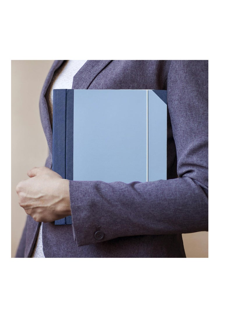 Folio Document Organizer, File Organizer with Pockets, Bound Expanding File Folder for Important Papers, Emergency Binder, Birth Certificates, Social Security Cards, Passports, Photos, Letters, Blue