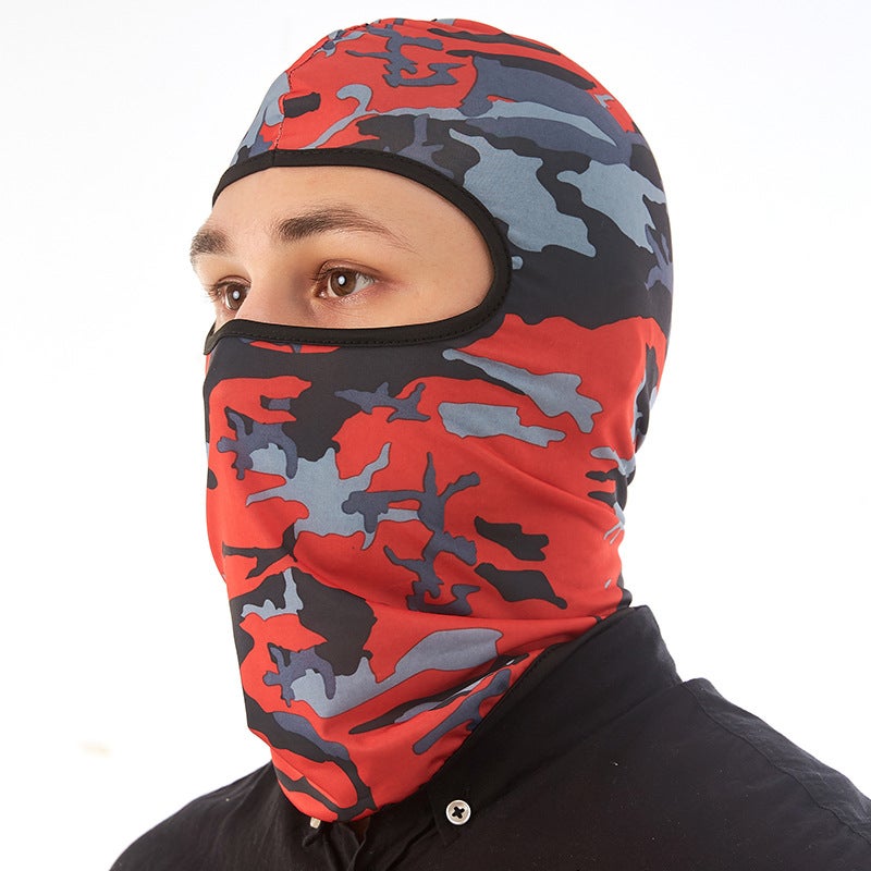 Generic Summer riding mask Ice Silk headgear sunscreen dustproof full face neck protection headgear bicycle electric car inner liner Cap TT-MC-07 camouflage red