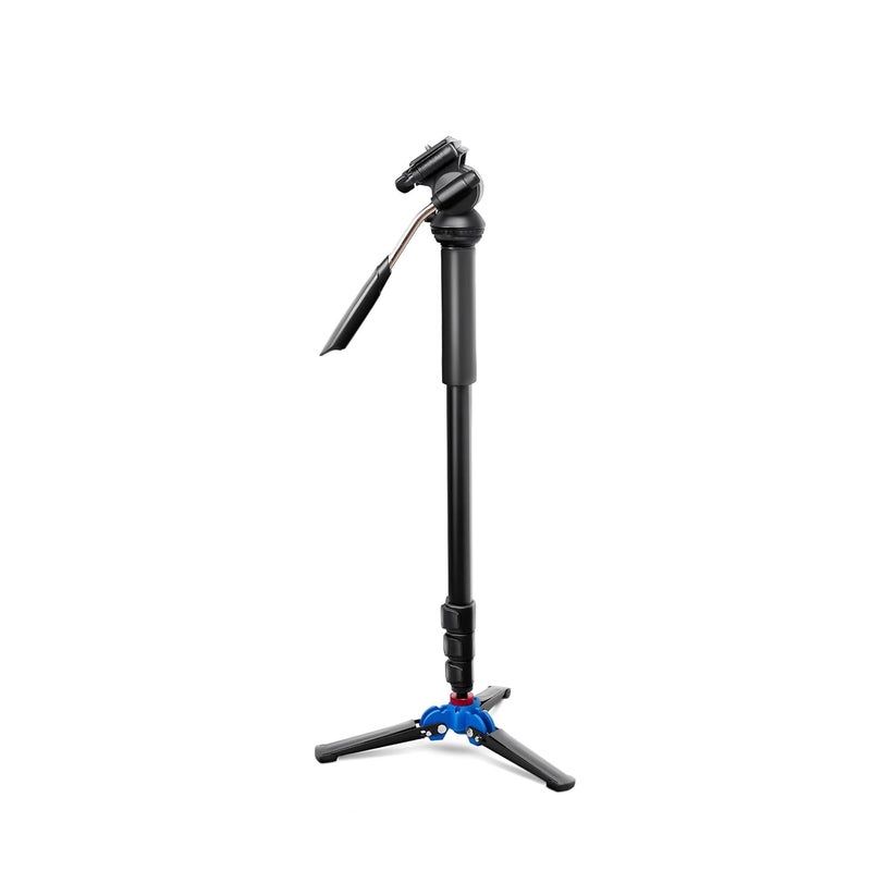 Digitek ® (DMP 55 LVH) monopod قابل للطي بطول 1600 مم مع رأس فيديو وقاعدة أرجل ثلاثية، 3 كجم أقصى حمولة، تصميم 4 أقسام، قبضة سهلة، لقطات بانورامية بدون جهد - مثالي للسفر وتصوير الفيديو في الأماكن المغلقة/في الهواء الطلق - Image 1
