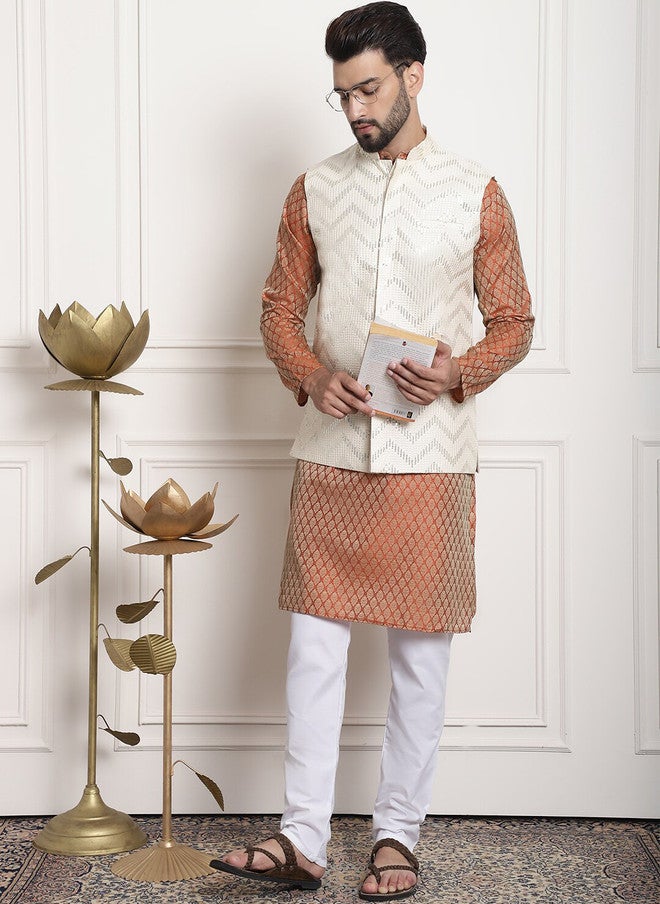 SOJANYA Ethnic Motifs Woven Design Kurta Set - Image 5