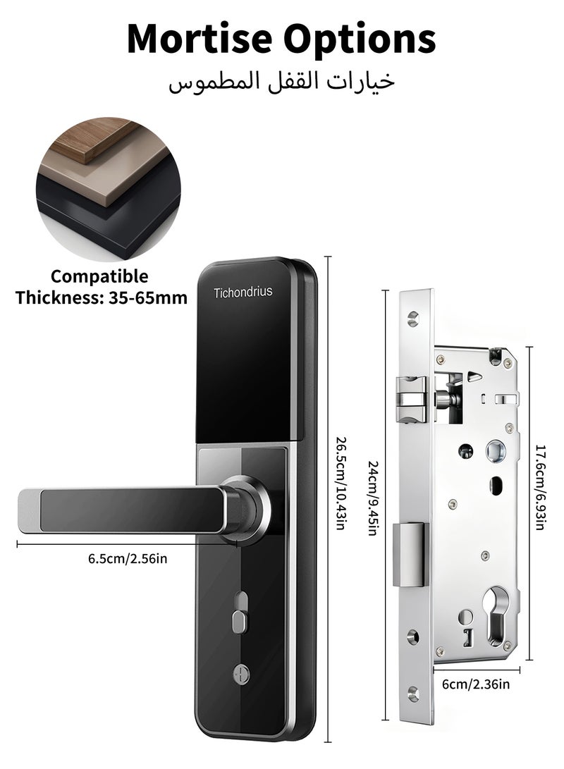 Tichondrius WiFi Smart Door Lock with 4585 Mortise, 5-in-1 Keyless Entry Door Lock with Fingerprint, Passcode, IC Cards, Tuya WiFi App & Mechanical Key, Remote Access, Real-Time Monitoring, Smart Home Lock - Image 5