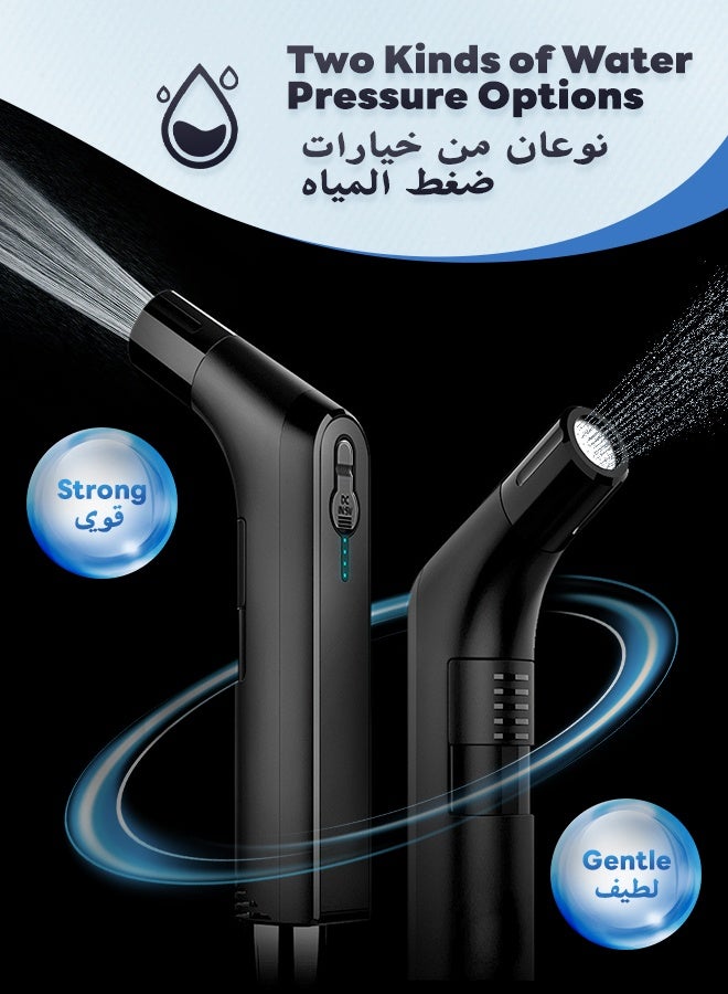 نفس بيديه سفر محمول، بيديه كهربائي قابل لإعادة الشحن، بخاخ بيديه محمول مع خزان مياه سعة 2.3 لتر وخرطوم بطول 1.2 متر للتنظيف الصحي، المرحاض، الحمام، التخييم في الهواء الطلق - Image 3