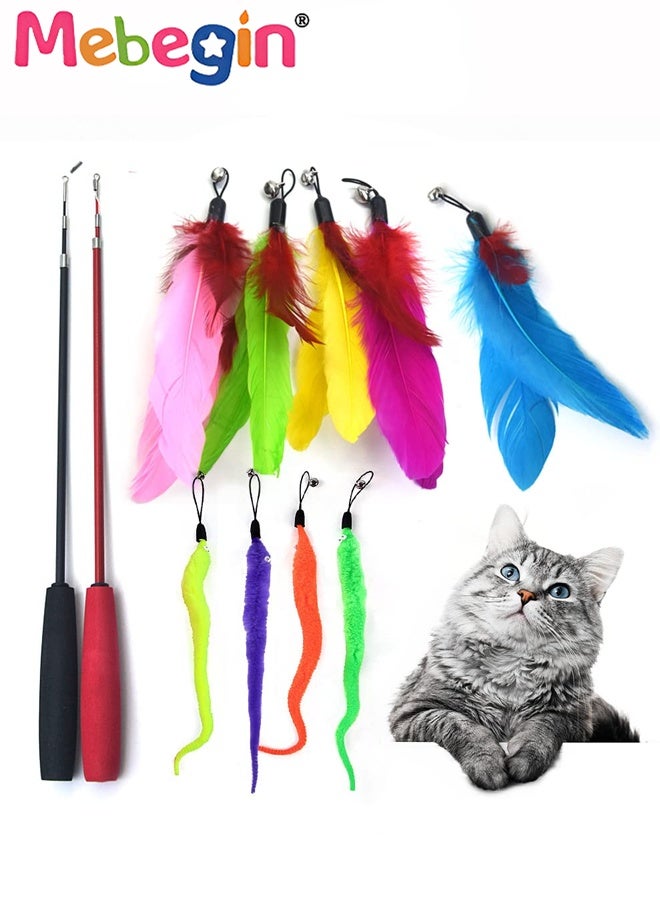 MEBEGIN 11PCS Cat Toys Set with 2 Cat Teaser Sticks, Feather Toys and Other Cat toys, Kitten Toys Assortments, Funny Interactive Cat Toys, Various Cat Enrichment Toys, Soft Safe Cat Toys(Random Color) - Image 3