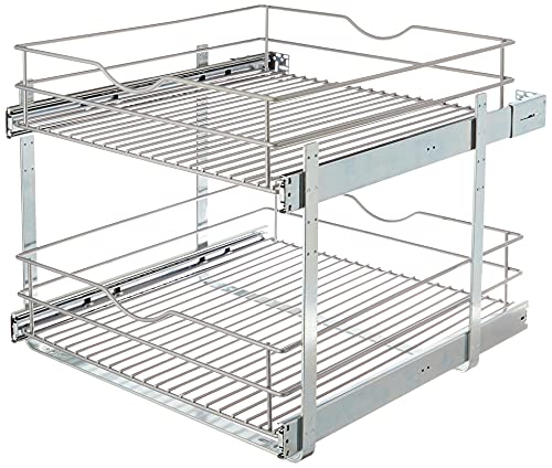 KNAPE & VOGT Knape  Vogt RSDBLMUB20FN 20625 in W x 2175 in D x 1625 in H Double Tier Pull Out Cabinet Organizer Frosted Nickel 