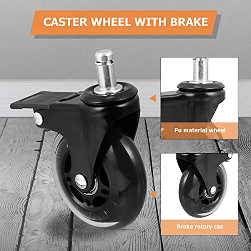 Bilvina 3 Polyurethane Pin Type Office Chair Wheel with Lock for Home and Office Usages Black Set of 5 - Image 5