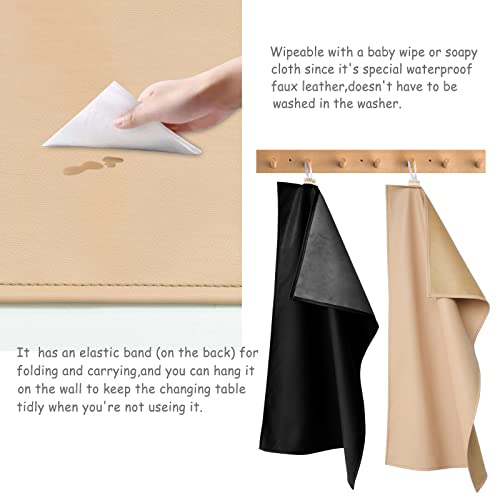 Owlowla Baby Diaper Changing Pad Portable Changing Mat Travel Changing Pad Liner for Baby and Small Toddler(Beige&Black) - Image 3