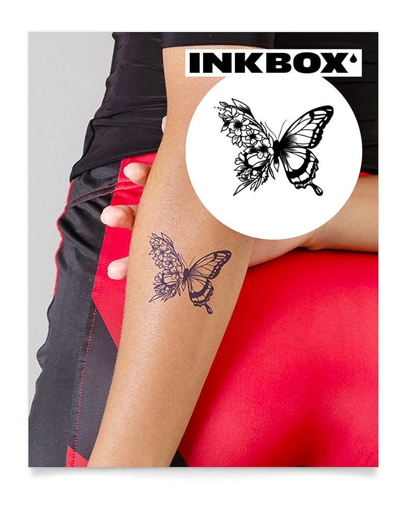 inkbox Inkbox Temporary Tattoos, Semi-Permanent Tattoo, One Premium Easy Long Lasting, Water-Resistant Temp Tattoo with For Now Ink - Lasts 1-2 Weeks, Brielle, 3 x 3 in