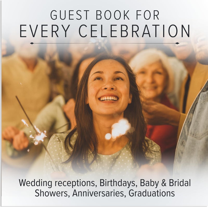 Gallery Leather Guest Book - Great for Wedding, Reception, Baby and Bridal Shower, Birthday Party and Vacation Home - 192 Lined Pages to Sign in, add Polaroid Photo - Hardcover 9x7" - Freeport Ivory - Image 2