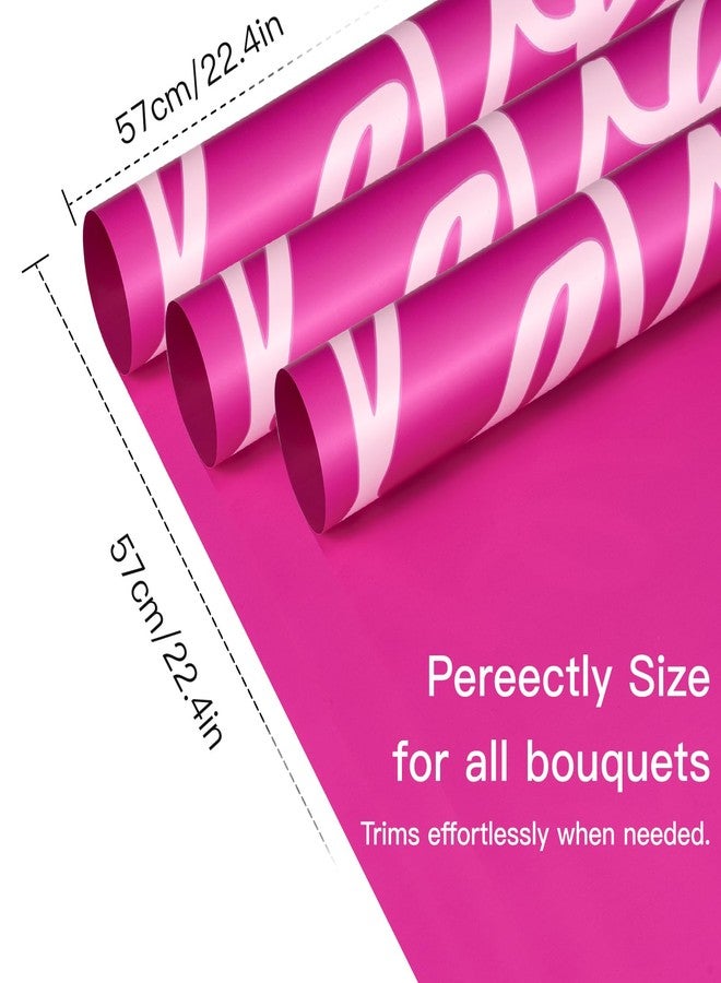 WRAPAHOLIC 20 Sheets Flower Wrapping Paper - 22.4 x 22.4 inch Hot Pink and Love Word Water-Resistant Floral Bouquet Wrapping Paper, Florist Supplies Packaging for Valentine's Day Wedding - Image 3