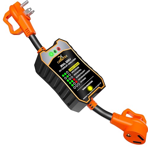 CARMTEK RV Surge Protector 30 Amp - RV Circuit Analyzer with Integrated Smart 30 Amp Surge Voltage Protection with Grip Handles - Image 1
