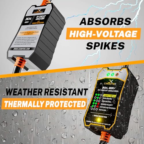 CARMTEK RV Surge Protector 30 Amp - RV Circuit Analyzer with Integrated Smart 30 Amp Surge Voltage Protection with Grip Handles - Image 5