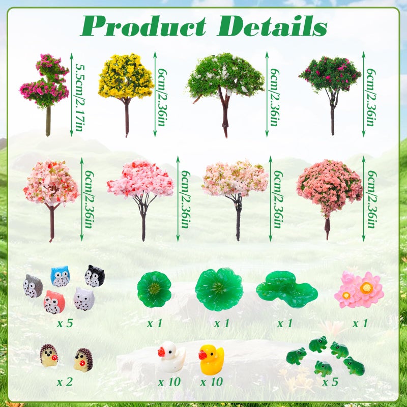 Poen 106 Pcs Fairy House Garden Figurines Kit Resin Fairy Garden Accessories Outdoor Micro Landscape Terrarium Ornaments Wildflower Butterfly Mushroom Party Supplies Micro Landscape for DIY Dollhouse - Image 3