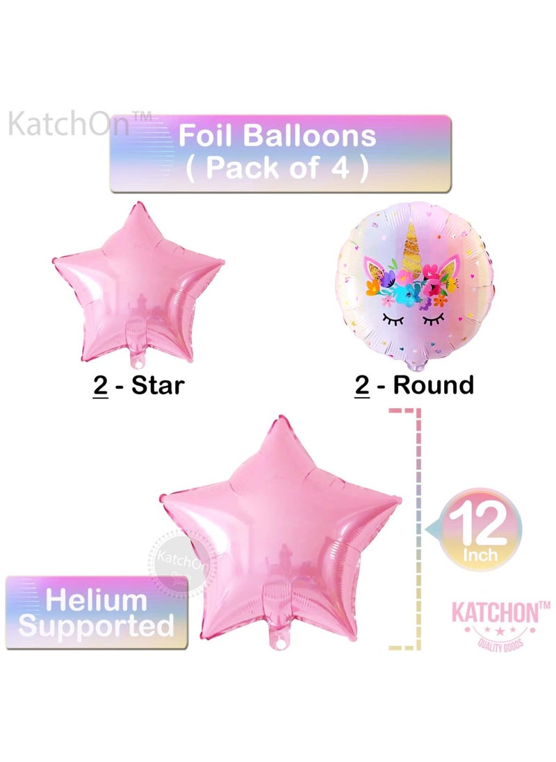 KATCHON 43 Inch Unicorn Birthday Decorations for Girls - 40 Inch Number 1 Balloon | Unicorn Balloon | Star and Round Mylar Balloons | 1st Birthday Balloon  - Image 3