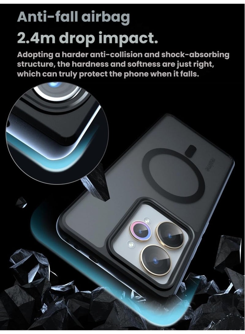 عام غطاء متوافق مع ريلمي 15 برو/ريلمي 15 (2025)، مزود بوظيفة مغناطيسية مدمجة وحماية دقيقة للعدسة، غطاء واقٍ من السقوط مع حماية هوائية ناعمة على البشرة. - Image 5