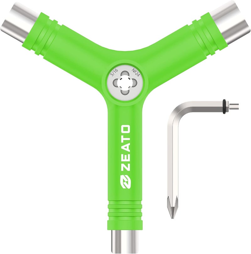 Zeato All-in-One Skate Tools Multi-Function Portable Skateboard T Tool Accessory with T-Type Allen Key and L-Type Phillips Head Wrench Screwdriver - Image 1