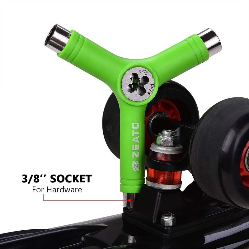 Zeato All-in-One Skate Tools Multi-Function Portable Skateboard T Tool Accessory with T-Type Allen Key and L-Type Phillips Head Wrench Screwdriver - Image 5
