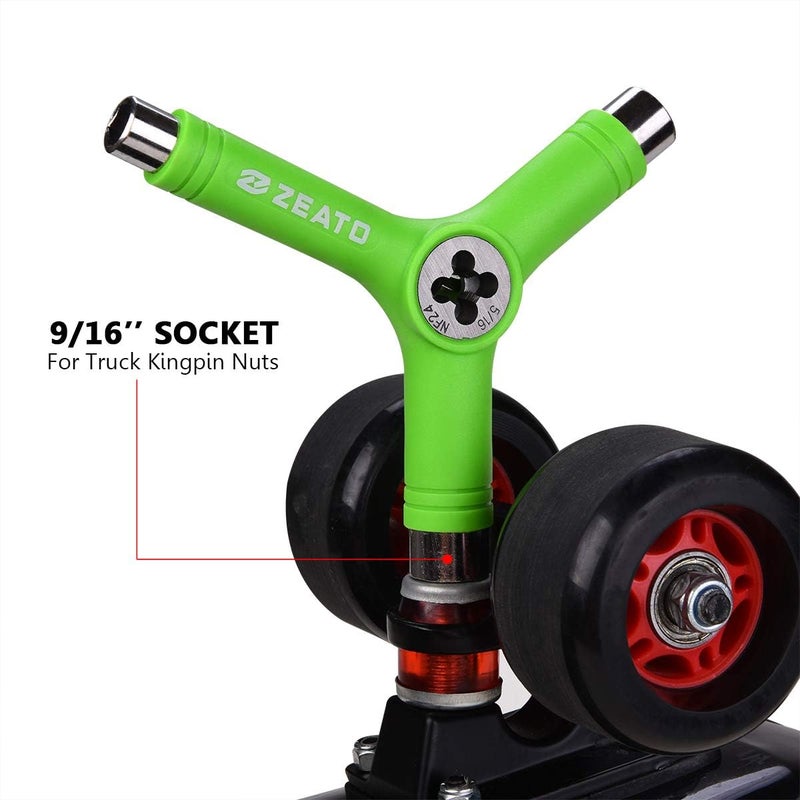 Zeato All-in-One Skate Tools Multi-Function Portable Skateboard T Tool Accessory with T-Type Allen Key and L-Type Phillips Head Wrench Screwdriver - Image 3