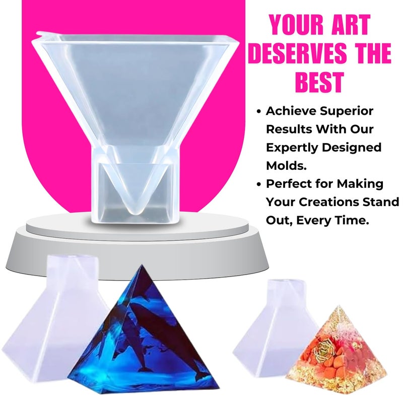 Oytra Resin Pyramid Mould Art Craft Silicone Mold Set of 3 for DIY Casting Crafting Materials Set for Beginners and Artists - Image 4