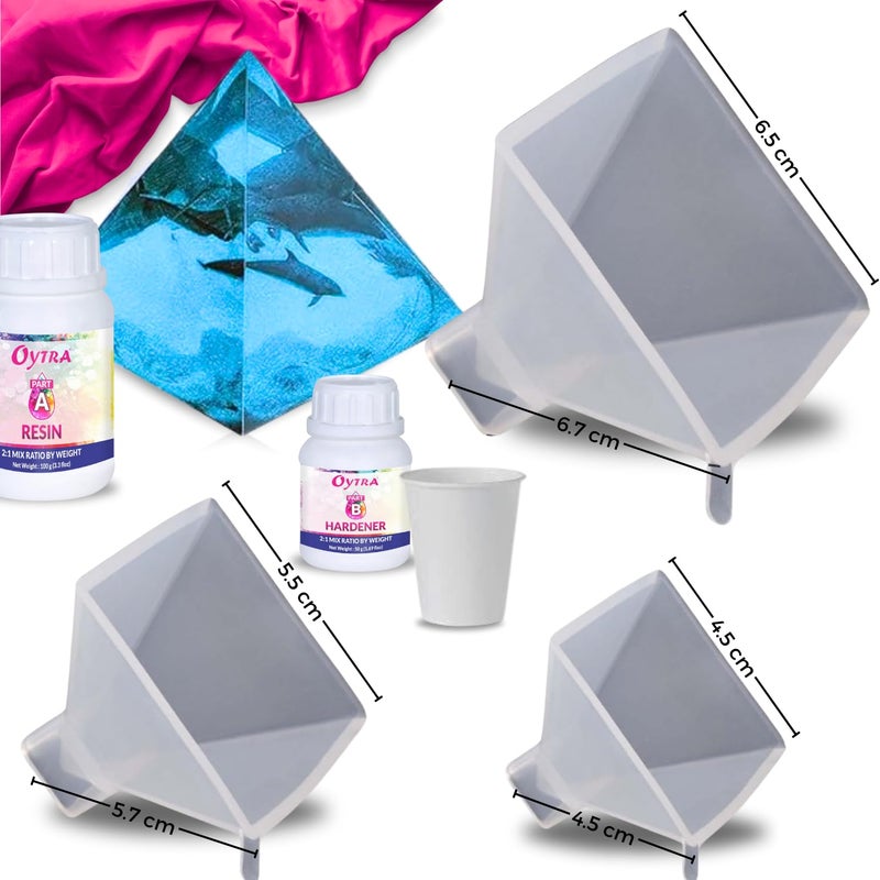 Oytra Resin Pyramid Mould Art Craft Silicone Mold Set of 3 for DIY Casting Crafting Materials Set for Beginners and Artists - Image 3