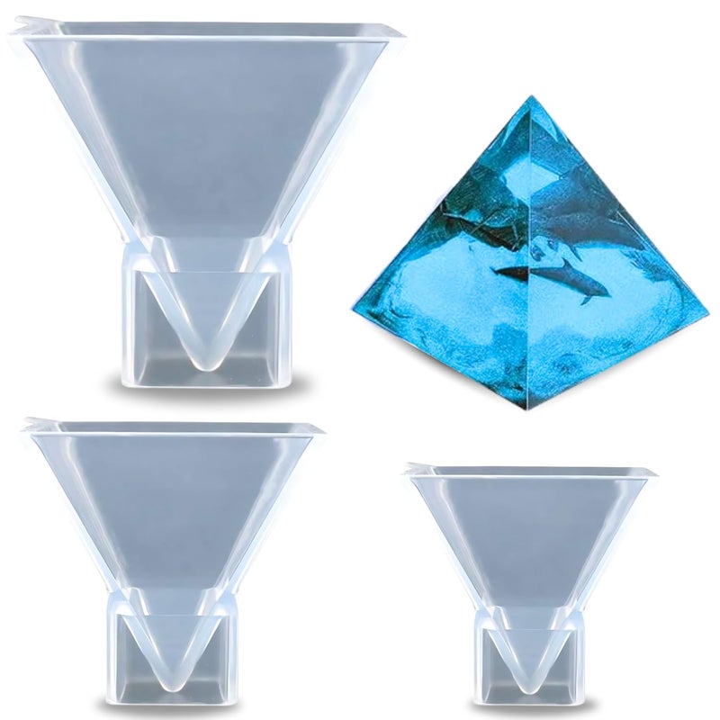 Oytra Resin Pyramid Mould Art Craft Silicone Mold Set of 3 for DIY Casting Crafting Materials Set for Beginners and Artists - Image 1