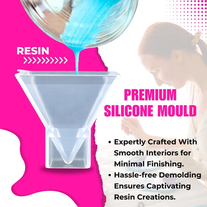 Oytra Resin Pyramid Mould Art Craft Silicone Mold Set of 3 for DIY Casting Crafting Materials Set for Beginners and Artists - Image 2